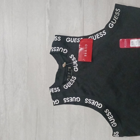 Women's Guess Logo Black and White Cropped Top. SIZE LARGE. - Picture 5 of 11